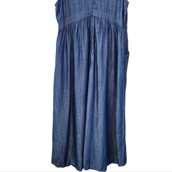 STANDARDS & PRACTICES Nimah Tencel Maxi Womens Plus Blue Chambray Dress - Picture 6 of 8